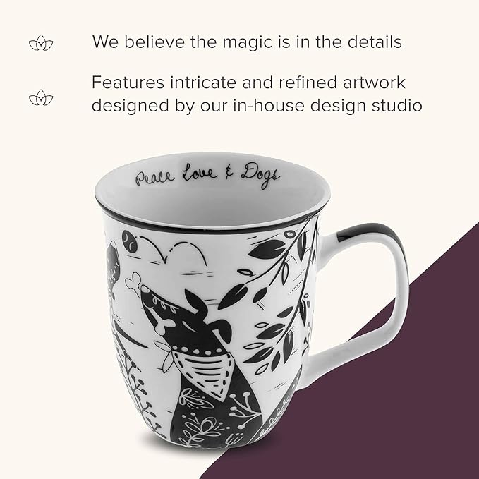 Karma Gifts 14 oz Black and White Boho Mug Tiger