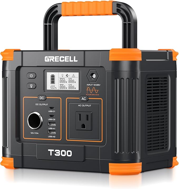 Portable Power Station 300W, GRECELL 230.88Wh Solar Generator