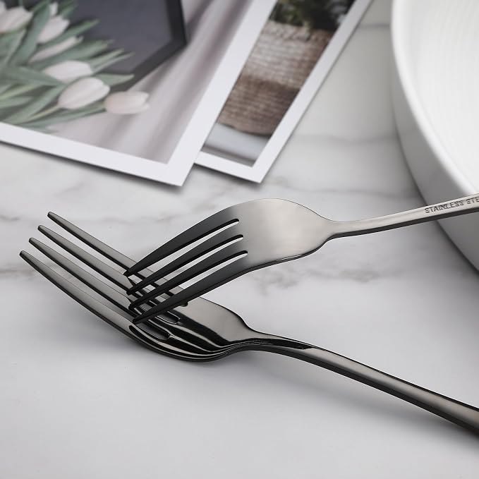 VANDBAO Black Flatware Cutlery Silverware Set 20 Pieces, Stainless Steel