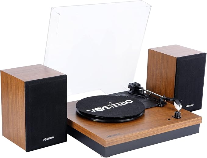 Bluetooth Record Player, 3-Speed Belt-Driven Turntable