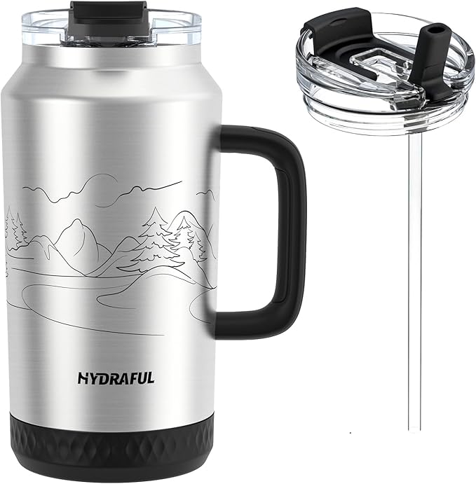 Hydraful 64 oz Tumbler with Handle and Straw