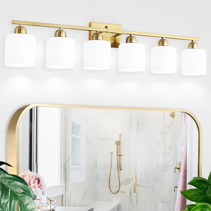 6 Light Gold Bathroom Vanity Light