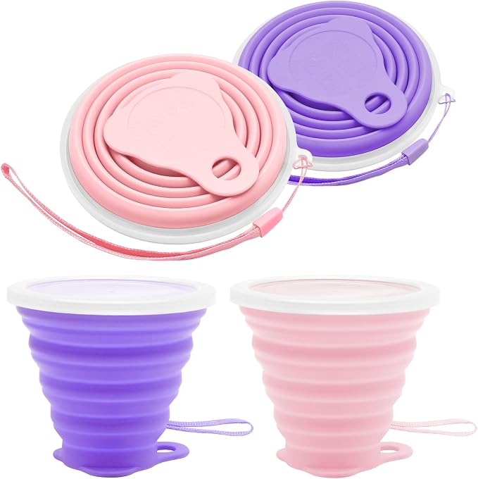 Litoexpe 2 Pack Silica gel Collapsible Travel Cup 270ml, Portable Folding