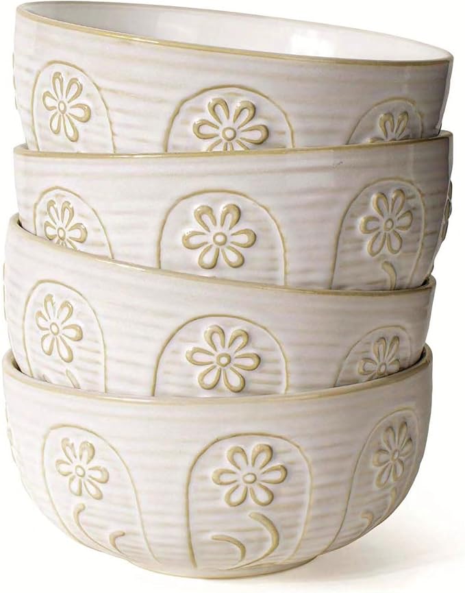 Soup Bowls 32 OZ, Cereal Bowls Set of 4, Dishwasher Microwave Safe, 6.3 Inch