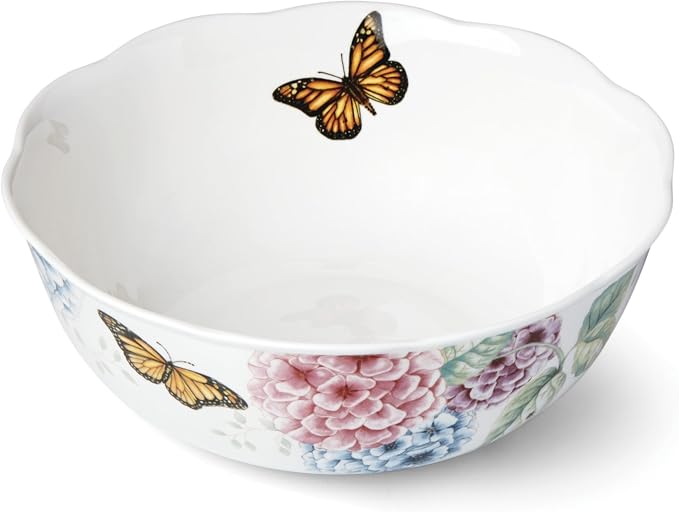Lenox Butterfly Meadow Hydrangea Large Serve Bowl, 2.70 LB, microwave safe |