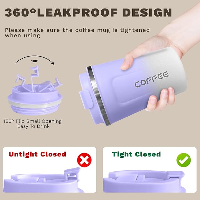 SPLMIFA Travel Coffee Mug Leak-Proof, Reusable Coffee Cups