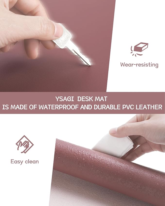 YSAGi Non-Slip Leather Desk Pad Blotter, Waterproof Laptop Computer Desk