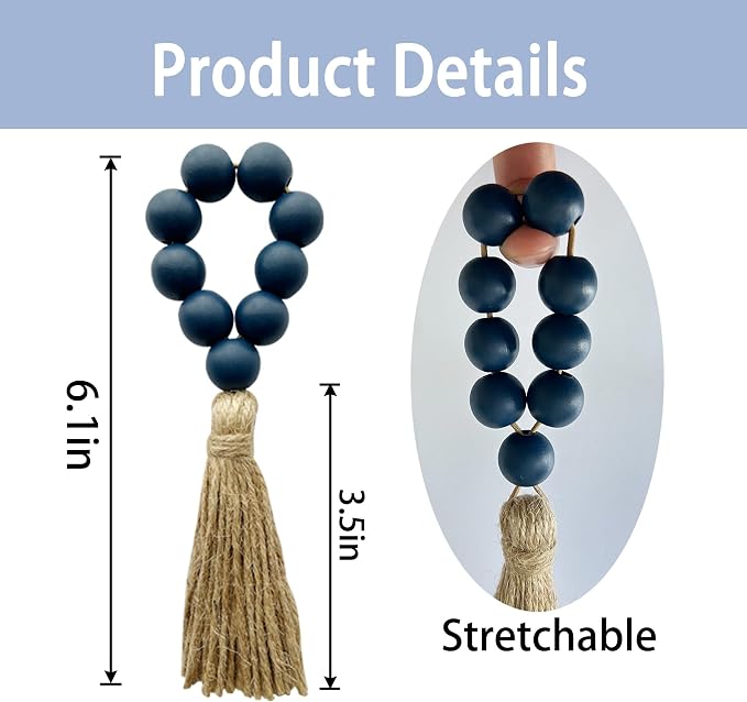 Napkin Rings Set of 12, Wooden Bead Elastic Tassel Napkin Ring | Tassel Napkin