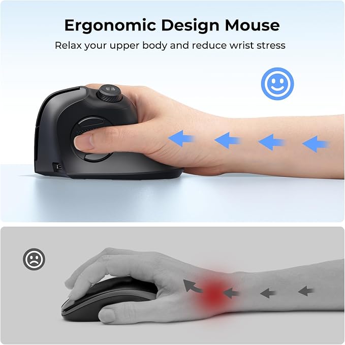 seenda Ergonomic Mouse Rechargeable, USB+Dual Bluetooth, MOU-302 Vertical