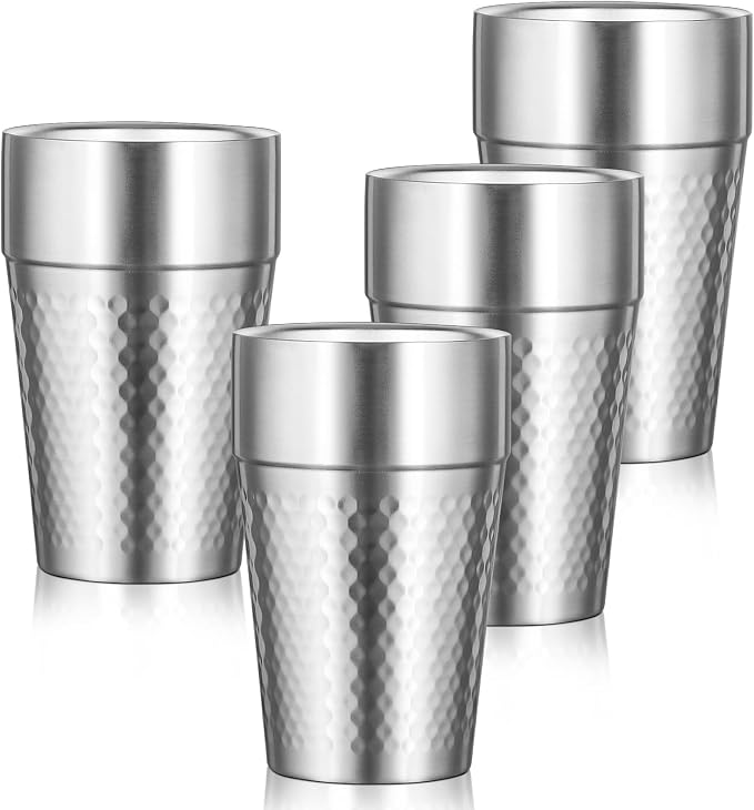 Stainless Steel Double Wall Cup, 16 oz Insulated Tumbler, 4 Pack Unbreakable