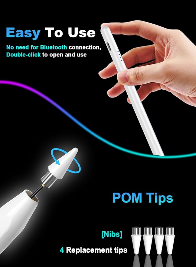 Stylus Pen for Android Tablet/Phone Pom Tips Fast Charge Stylus Pen for iPhone