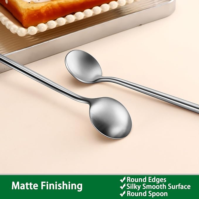 DEHOV 7.95 Inches SS18/10 Long Handle Iced Tea Spoons, Ice Cream, Iced