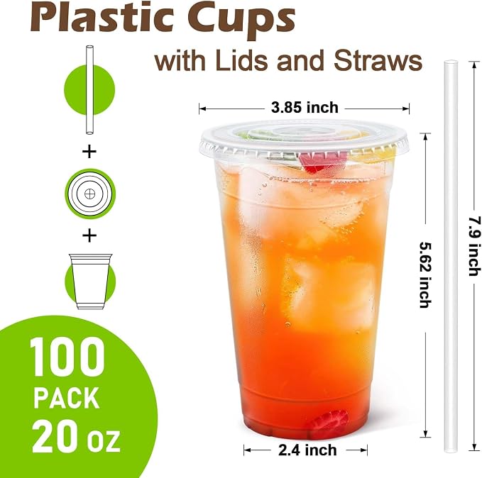 Clawsoff 100 Pack 20 oz Disposable Clear Plastic Cups