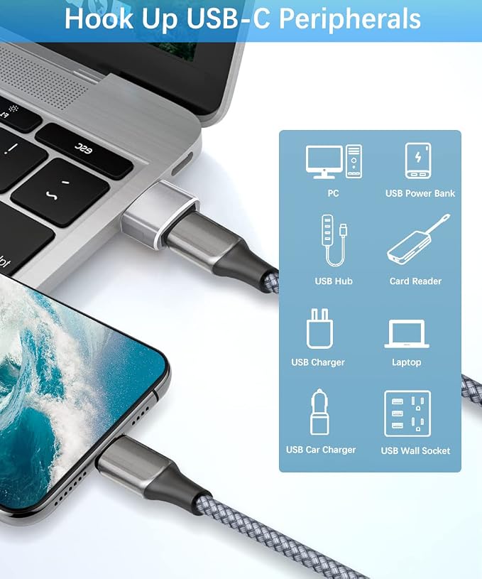 Elebase USB to USB C Adapter&Type C Male to 3.0 Female Adaptor 4PCS,