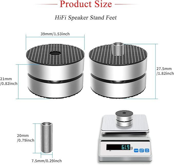 Audiocrast 4X HiFi Speaker Spike Pad Isolation Feet Stand Feet 40X23MM Shock