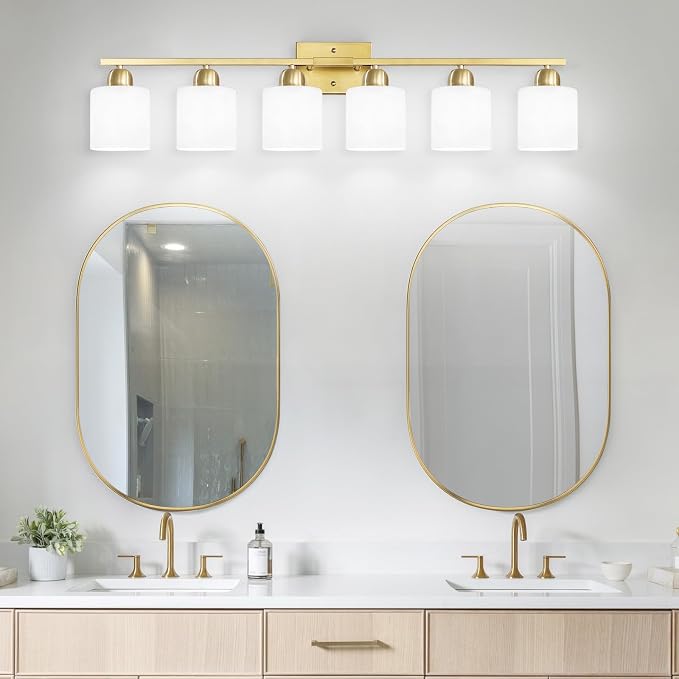 6 Light Gold Bathroom Vanity Light