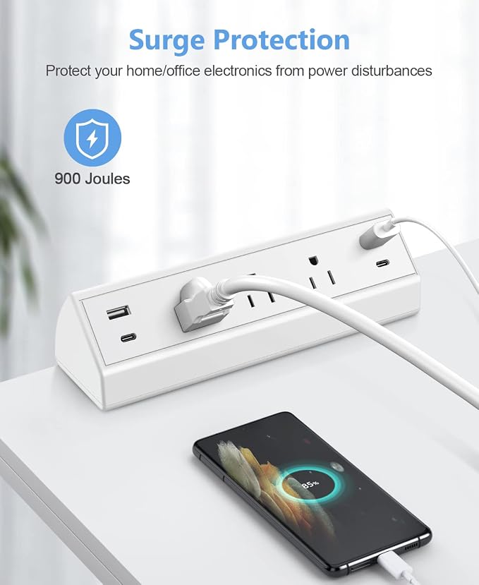 Jgstkcity Desk Clamp Power Strip, 40W Total Fast Charging Station, 2 PD 20W USB