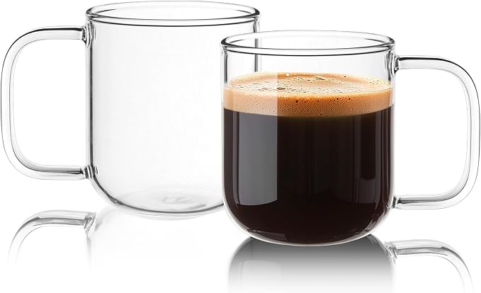 Glass Coffee Mugs, 8 oz iced coffee cups, Glass Mugs