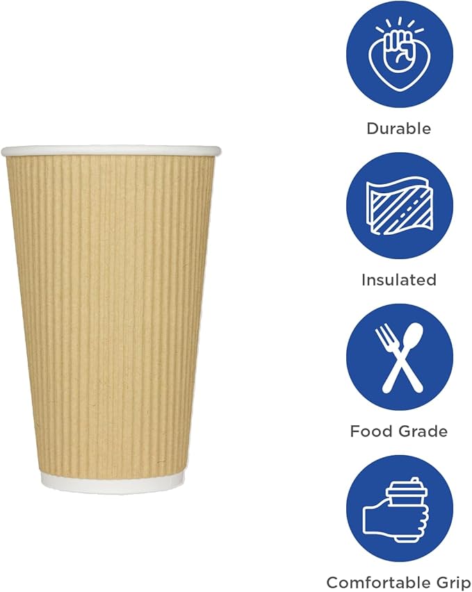 Karat 12 oz Ripple Insulated Coffee Cup Disposable Paper Hot Cup, Sturdy & Leak