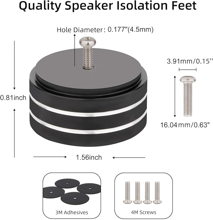 Monosaudio 4Pcs 40x20mm Speaker Isolation Feet Single-sided 3M Adhesives
