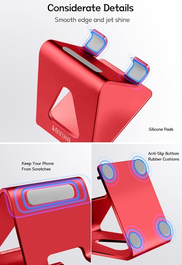 Desk Cell Phone Stand, Phone Holder, Aluminum Mobile Phone Cradle Dock