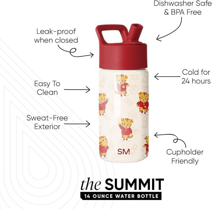 Simple Modern Daniel Tiger Kids Water Bottle & Toddler Cup | 14oz | Insulated