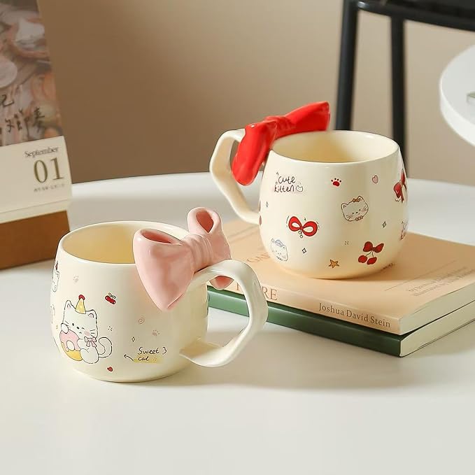 DTIUYIOP-Cute WhiteCat Ceramic Coffee Mug