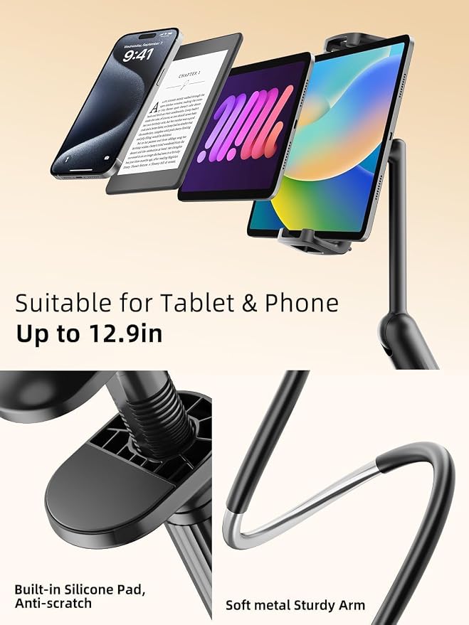 SAIJI 47" Gooseneck Kindle Holder, Tablet Holder