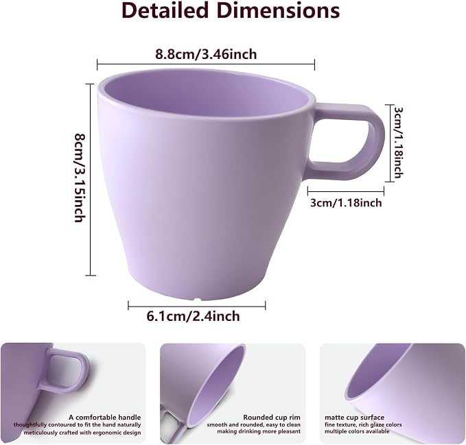 6-Pack 10oz Unbreakable Coffee Mugs, Microwave Safe Premium Drinkware,