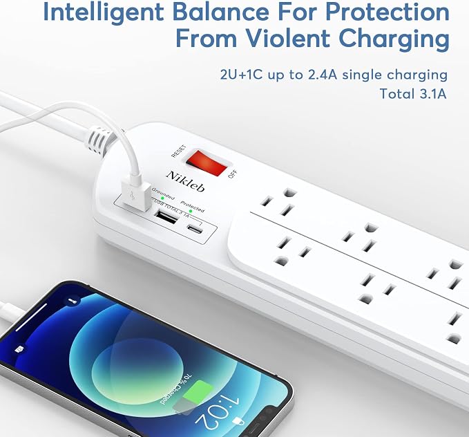 Long Power Strip, Heavy Duty Extension Cord