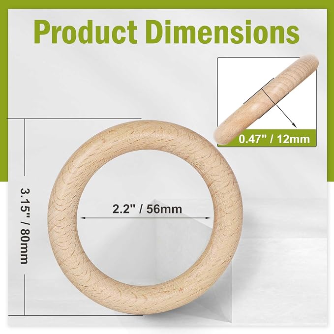 FoDau770 5pcs Natural Beech Wooden Rings, Unfinished Solid Wood Rings Heavy