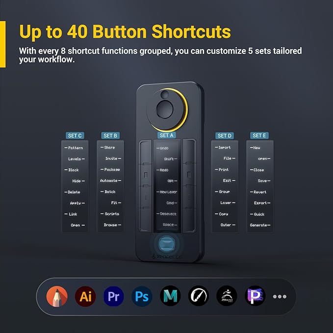 XENCELABS Quick Keys for PC, Drawing Tablet, Pen Display, OLED Display