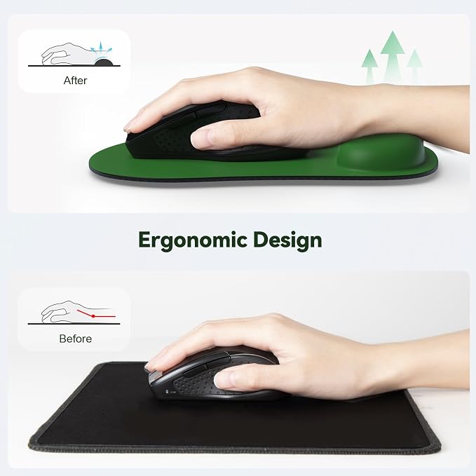 TECKNET 2 Pack Mouse Pad with Wrist Support, Ergonomic Gaming Mouse Pad Pain