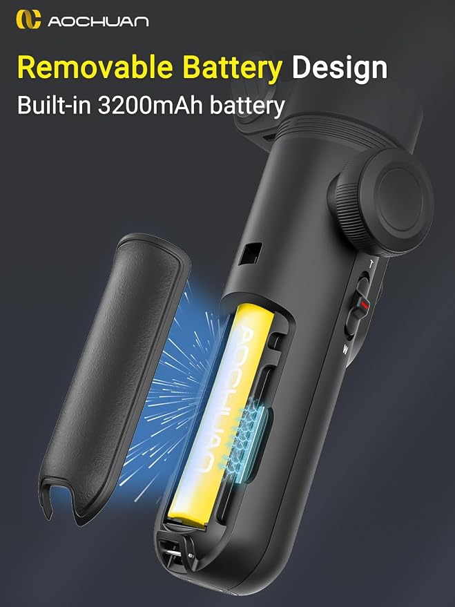 Gimbal Stabilizer for Smartphone, LED Light OLED Screen 3-Axis Gimbal, Gesture