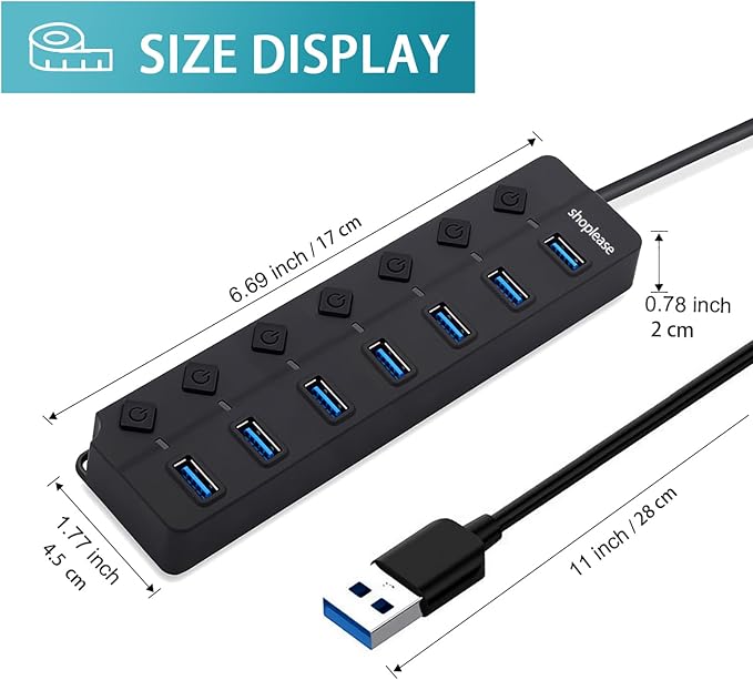USB 3.0 Splitter, 7-Port USB 3.0 Hub
