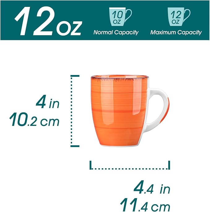 vancasso Bonita 12 Oz Coffee Mugs Set of 6, Ceramic Coffee Cups