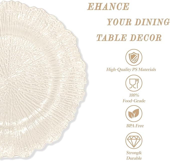 U-QE 60PCS Clear Coffee Plastic Plates