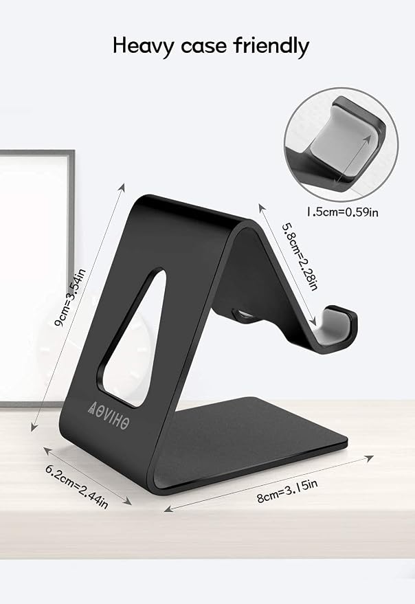 Cell Phone Stand for Desk, Desktop Phone Holder, Aluminum Mobile Phone Stand