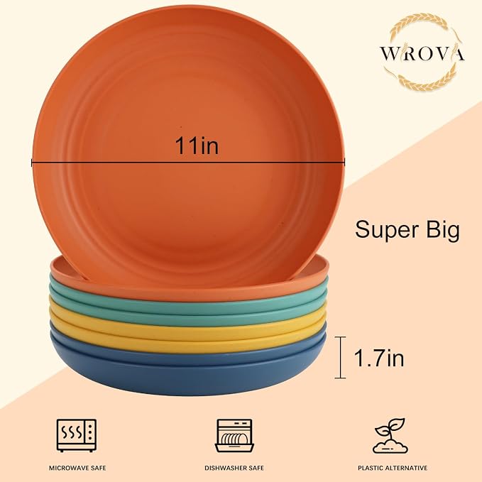 Large Wheat Straw Dinner Plates
