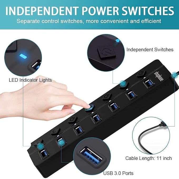 USB 3.0 Splitter, 7-Port USB 3.0 Hub