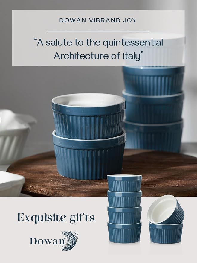 DOWAN 8 oz Porcelain Ramekins Bowls