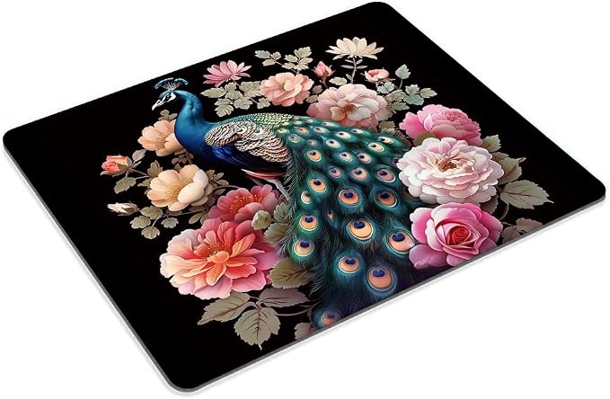 Square Mouse Pad Colorful Peacock