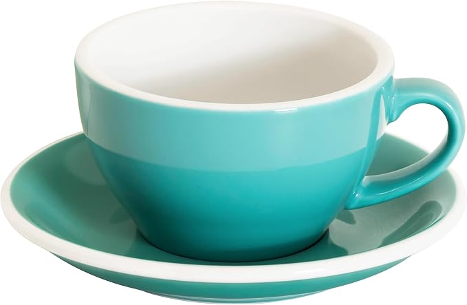 Loveramics Cappuccino Cup with Saucer, 8 oz Ceramic Coffee cup with Round Bottom