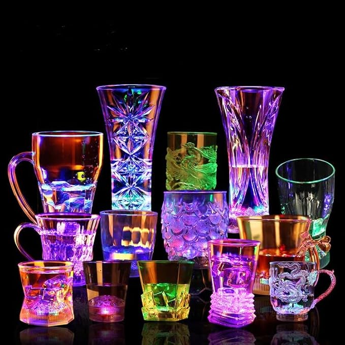 Flash Light Up Cups Glowing LED Beer Wine Whisky Liquor Crystal Glasses Tumbler