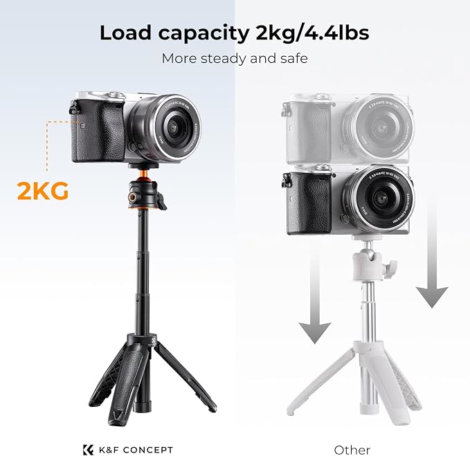 K&F Concept Selfie Stick Tripod, 360 Degree Rotation Mini Phone Stand