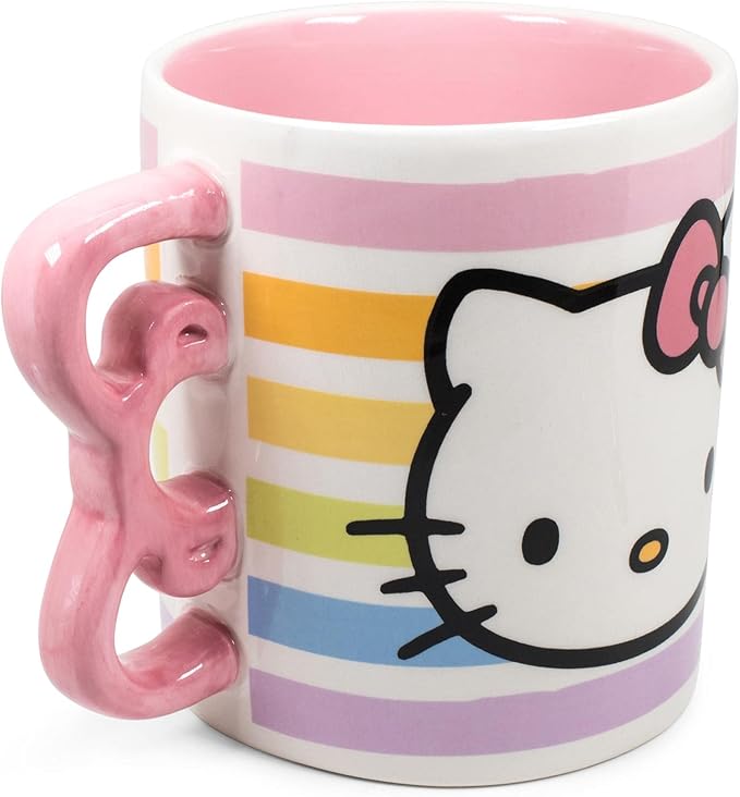 Silver Buffalo Sanrio Hello Kitty Rainbow, 3D Sculpted Handle Mug, 20oz | Polka