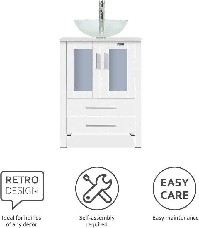 24" Modern Bathroom Vanity Sink Combo Freestanding Cabinet