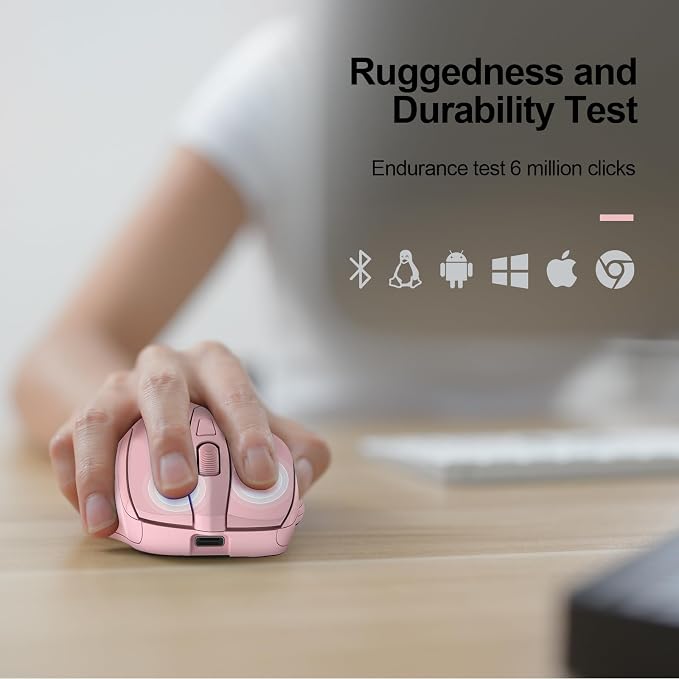 TECKNET Wireless Mouse Rechargeable 4800 DPI Silent USB A & Bluetooth Mouse 6