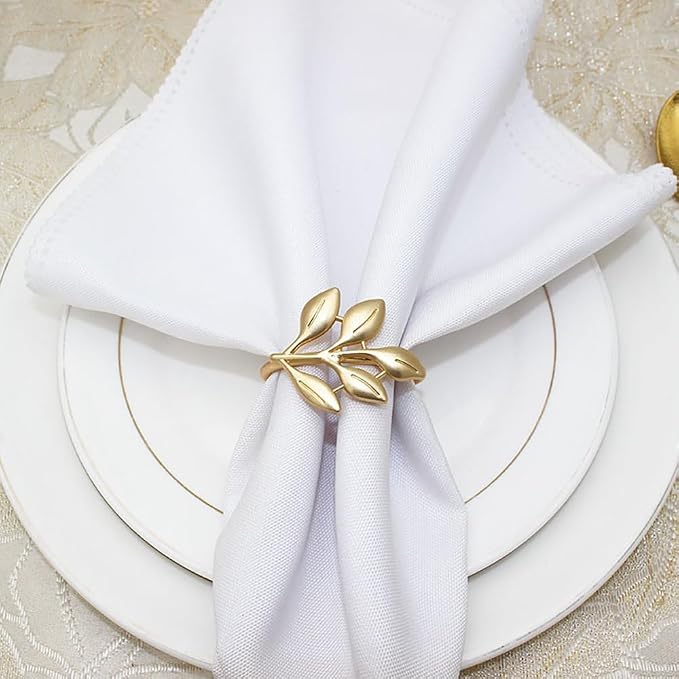 14K Gold Napkin Rings Set of 12, Metal Gold Napkins Rings Holder Buckles