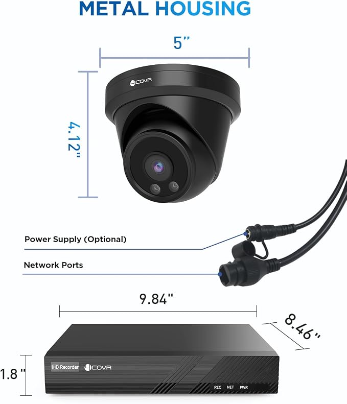4COVR Security Camera Outdoor System, Person Vehicle Detection & Night Vision